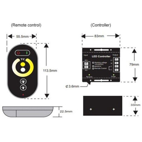 DIMMER TOUCH LED MONOCOLOR 12V-24V CU TELECOMANDA